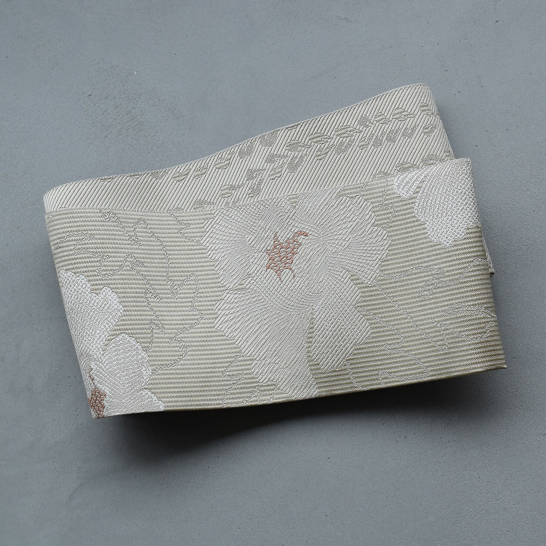 【協和織物 博多織 小袋帯 長尺 正絹 リバーシブル ベージュ×オフベージュ】日本製 国産 本場筑前博多織 博多帯 半幅帯 細帯 紋小巾袋帯 本筑 シルク オールシーズン 浴衣 紬 小紋 着物 証紙付き