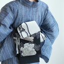 【utatane 博多織 小袋帯 長尺 正絹 リバーシブル 牡丹 ブラック×アイボリー】日本製 国産 本場筑前博多織 博多帯 半幅帯 細帯 紋小巾袋帯 本筑 シ...