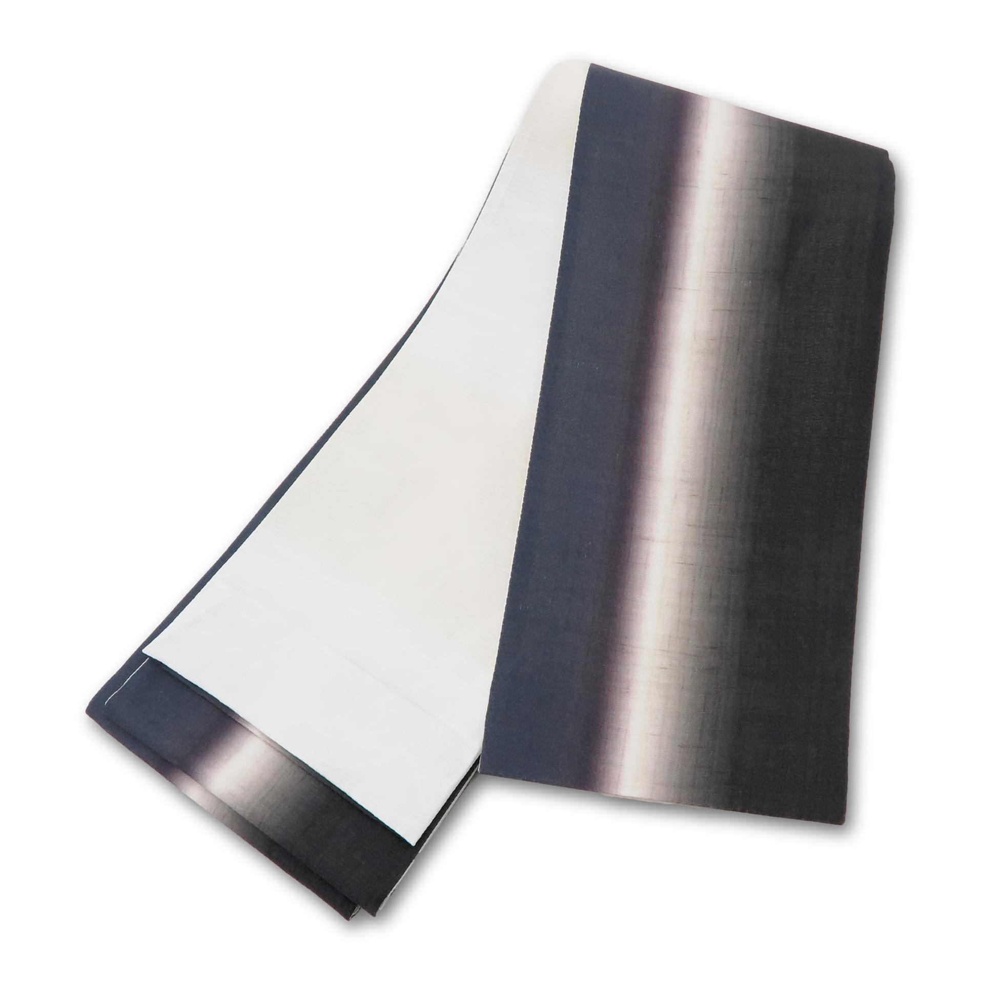 小袋帯 正絹 半幅帯 帯 日本製 リバーシブル 着物 浴衣 グラデーション 半巾帯 帯 半幅帯 文様 縞 ボーダー ブルー グレー 白 ホワイト 黒 ブラック レトロ 大正浪漫 モダン 和柄