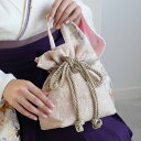 【30%OFF】【utatane 2wayリボン ショルダー巾着バッグ】普段使いもできる、袴(はかま)用バッグ/浴衣(ゆかた)用バッグ 日本製 国産生地 袴 卒業式 ミニバッグ ブランド レース サーモンピンク ベージュ