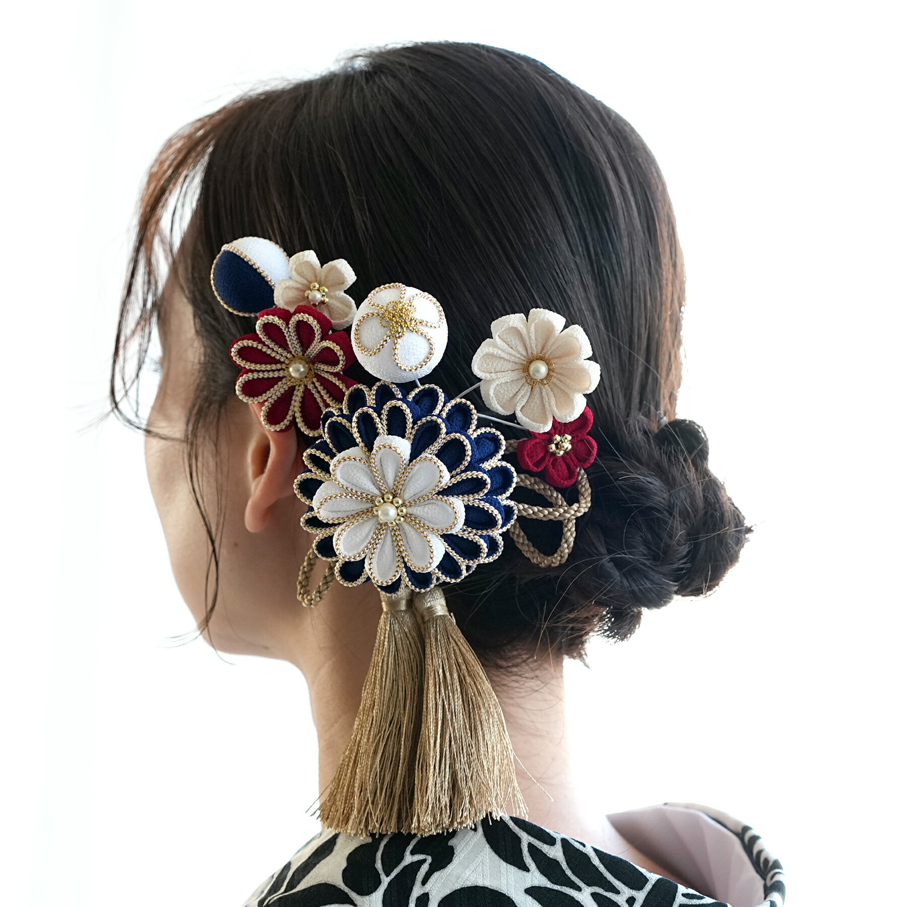 【髪飾り 菊華 コームUピン3点セット】 ヘアアクセ つまみ細工 花 大正ロマン レトロ アンティークカラー 振袖 袴 成人式 卒業式 前撮り ヘアメ ヘアアレンジ 日本製 国産