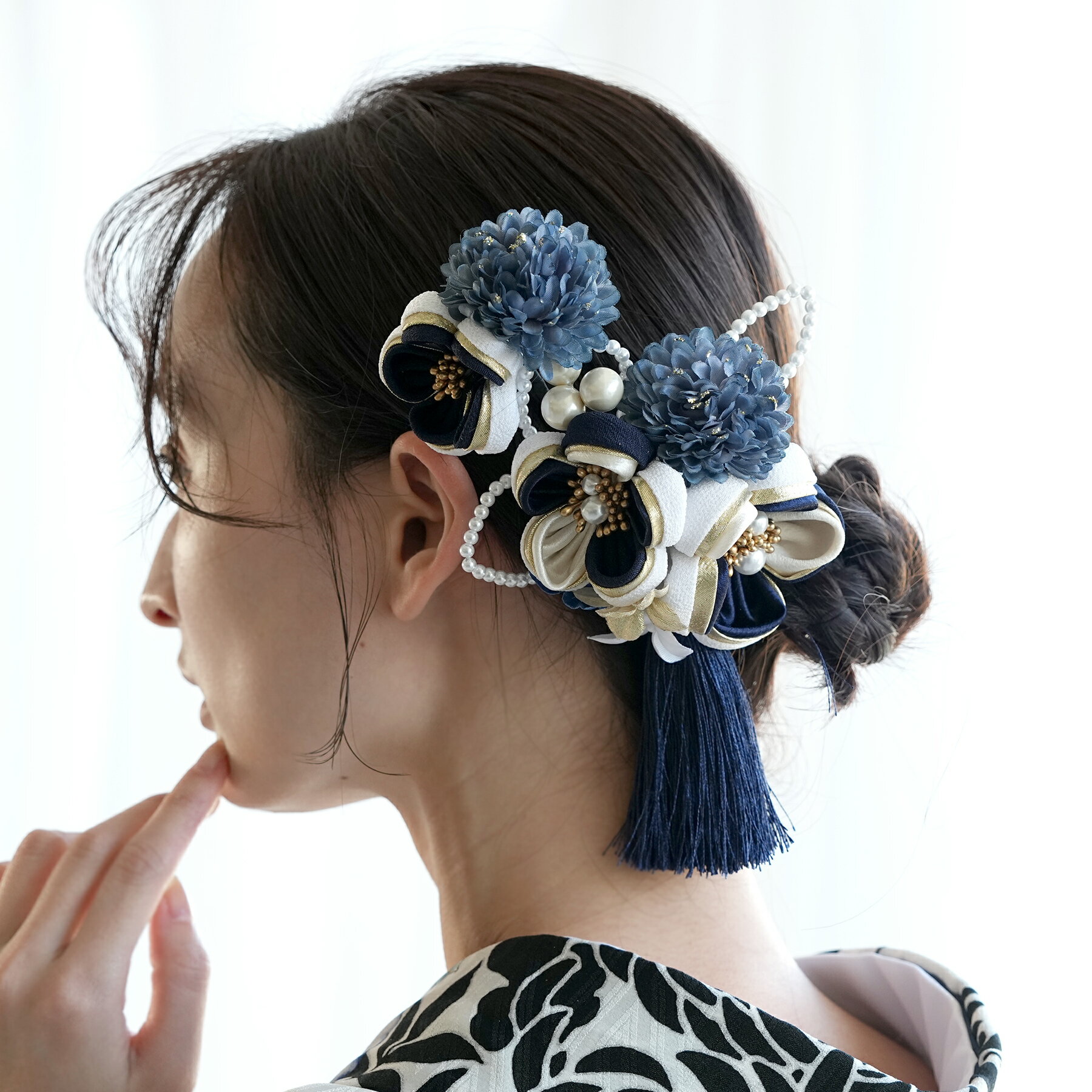 【髪飾り 梅雅 コームUピン2点セット】 パール つまみ細工 花 タッセル ヘアアクセ 大正ロマン レトロ アンティークカラー 振袖 袴 成人式 卒業式 前撮り ヘアメ ヘアアレンジ 日本製 国産