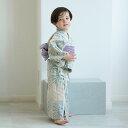子供浴衣 3点セット(浴衣/帯/下駄) utatane 100-130cm(適応身長95-135cm) ゆかた セット 注染(本染め) 100 110 120 130 花 子ども ベージュ系 子供 kids きなり 水色 ブルー 菊 大輪 幾何学 モダン にじみ ぼかし 本染め 伝統工芸 日本製 国産