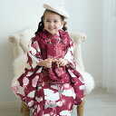 【ひよこ商店 kids 七五三 着物 3歳 女の子 ベレー帽つき被布フルセット えんじの絞り柄×元禄梅模様】 人気着物ブランドの七五三お祝い着セット(被布コート...