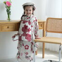 【ひよこ商店 kids 七五三 着物 3歳 女の子 ベレー帽つき被布フルセット 白百合色に絞り柄×元禄梅模様】 人気着物ブランドの七五三お祝い着セット(被布コー...