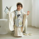【ひよこ商店 kids 七五三 着物 3歳 男の子 ベレー帽つき被布フルセット ミント七宝×クリーム金彩】人気着物ブランドの七五三お祝い着セット(被布コート・着...