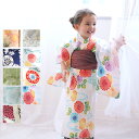 【9%OFF】子供 浴衣 3点 セット ( 浴衣 帯 下駄 ) キッズ 浴衣 子供 女児浴衣 女の子 浴衣セット おうち時間 幼稚園 保育園 お祭 腰紐付き 100cm 110cm 120cm KIDS 3才～10才 古典柄 注染 手染め 本染め 伝統工芸 日本製 国産 アンティーク図案 大正浪漫 レトロ