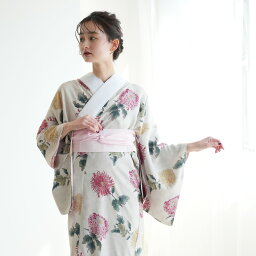 長襦袢 半襟付き 【utatane 長襦袢 単品 アイボリーに菊浪漫】 レディース フリーサイズ 半衿 半襟 衣紋抜き付 無双袖 襦袢 仕立て上がり 単品 大人 女性 着物 和装下着 和装小物 着付け小物 レトロ モダン 昭和レトロ おしゃれ 菊 アイボリー