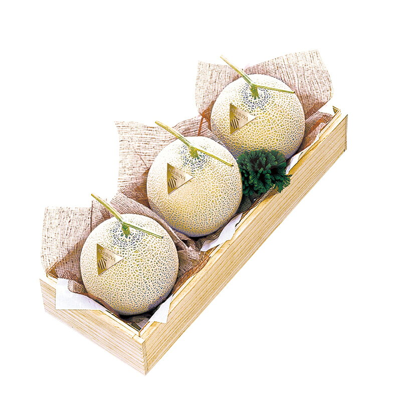 京橋千疋屋 マスクメロン3個・桐箱入（1玉 約1.3kg） 【常温便】