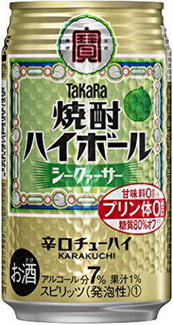 　チューハイは昭和20年代の東京下町で“焼酎ハイボール(酎ハイ)"として生まれたといわれています。TaKaRa「焼酎ハイボール」は、その元祖チューハイの味わいを追求した辛口チューハイです。 強炭酸でキレ味爽快! ガツンとくる辛口ドライな味わいをお楽しみください。 アルコール分7%で、飲みごたえのある辛口チューハイ。プリン体0ゼロ! 甘味料0ゼロ! 糖質80%オフ! だから、健康に気をつけている方にオススメです。 【アルコール度数】7％ 【原材料】焼酎、シークァーサー果汁、レモン果汁、糖類、酸味料、香料、カラメル色素 【果汁】1％ 甘味料ゼロ、糖質80%オフ、プリン体ゼロ