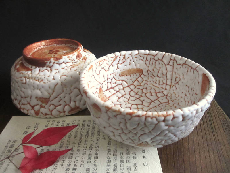 向付■康元窯佐藤公一郎作梅花皮赤志野向付