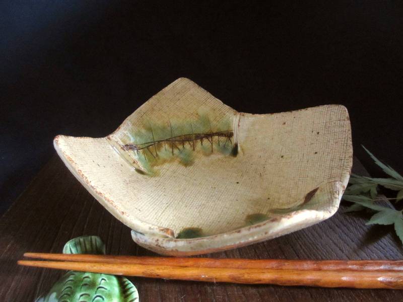 向付■康元窯 佐藤公一郎作 黄瀬戸 四方向付 和食器 ギフト