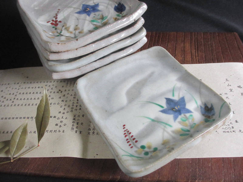 小皿 ■ 玉山窯・監修玉置保夫 乾山風桔梗絵 銘々皿 (1皿) ギフト 和食器