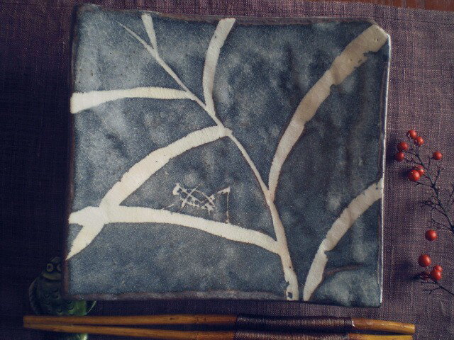 角皿 ■ 玉山窯 監修 玉置保夫 鼠志野 魯山人 写し 四方鉢 (1鉢) 和食器 ギフト