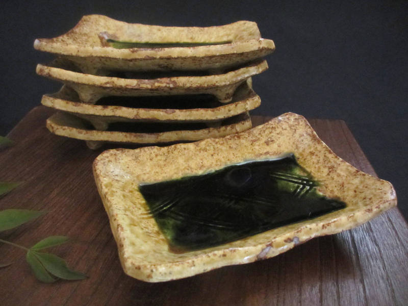 小皿 ★ 浜田純理作 黄瀬戸織部 豆長方皿 (5客組) 【和食器】【ギフト】