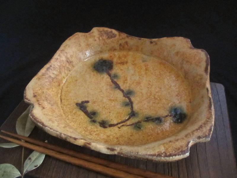 鉢 ■ 浜田純理 (陶号・露人) 黄瀬戸 山柿 隅切 七寸鉢（4足） 和食器 ギフト