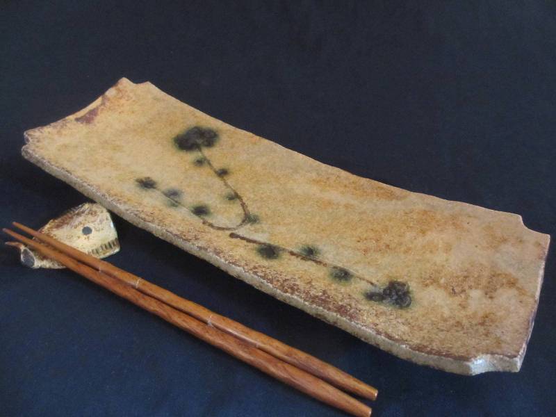 長方皿 ★ 浜田純理作 (陶号・露人) 黄瀬戸 隅切 尺 長方皿 業務用 和食器 ギフト