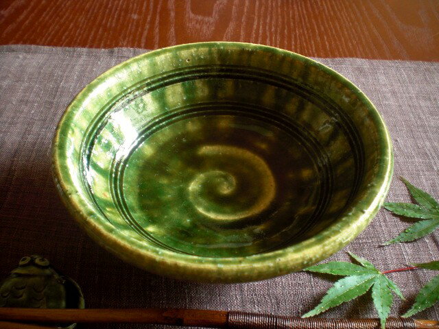 鉢 ■ 野々村浩司 総 織部 線文 玉縁 中鉢 (1鉢)　ギフト　和食器