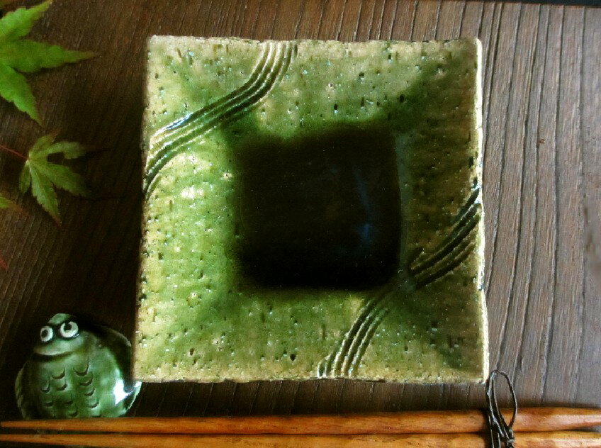 小皿 ■ 野々村浩司 総織部 櫛目文 正角 小皿(一皿) 　ギフト　和食器