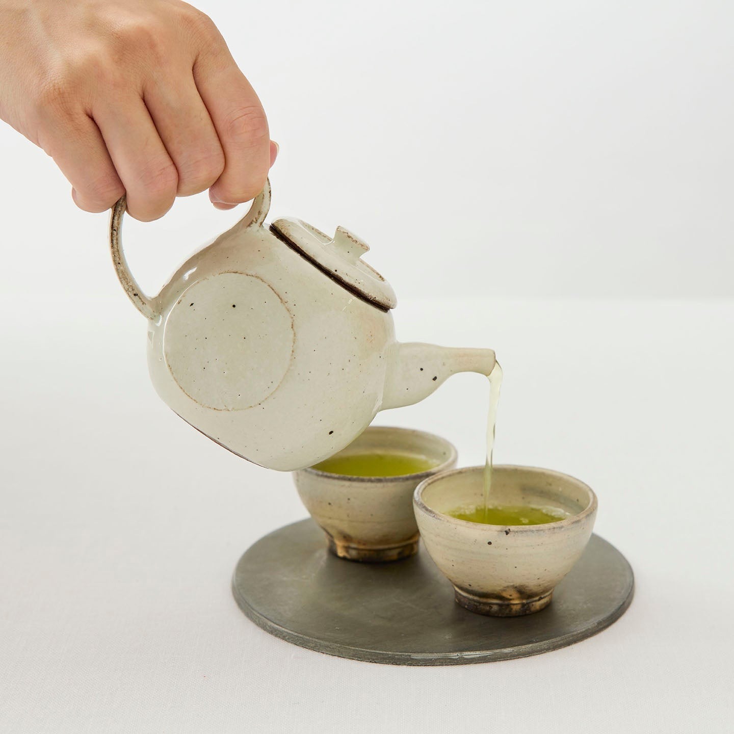 淡海陶芸研究所 白泥糸切ティーポット 草津焼 白泥 電子レンジ可 茶碗 急須 ポット カップ セラミック ..