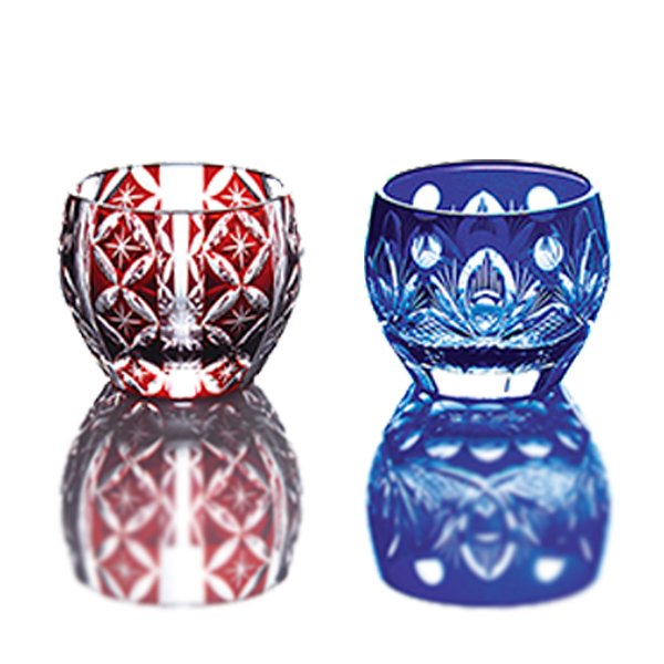 【送料無料：北海道・沖縄・離島は別途送料＋660円】 用美　夢切子　千代口　（赤・ルリ）