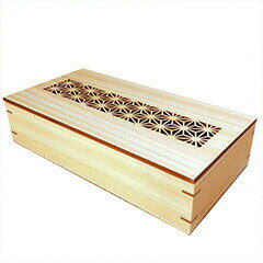 【送料無料：北海道・沖縄・離島は別途送料＋660円】 用美　ひのき細密料理箱　蓋付　クリアー　麻の葉　38036