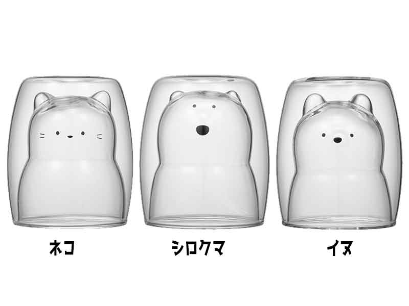 【送料無料：北海道・沖縄・離島は別途送料＋660円】 CBジャパン　耐熱アニマルダブルグラス（ネコ/シロクマ/イヌ）