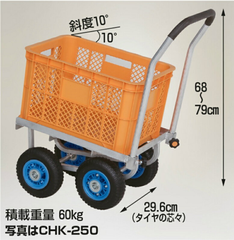 愛菜号 ハウスカー 20kg 積載重量60kg コンテナ斜め置きタイプ ノーパンクタイヤ 仙台銘板 CHK-250N ハラックス HARAX