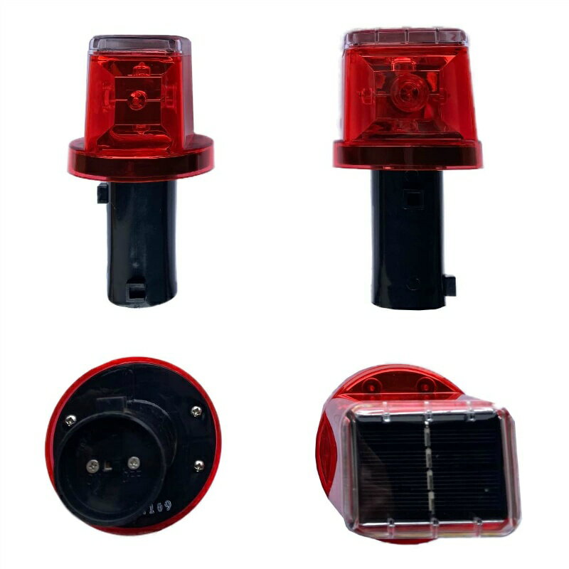 LED工事灯 点滅灯 ソーラースターミニ レッド イエロー クリア LE-130-R-R/R LE-130-O-R/R LE-132-C-R/G 工事現場 注意喚起 カラーコーン 夜間 警告灯 安全対策 建設現場 建築現場 単管 道路工事 仙台銘板 3