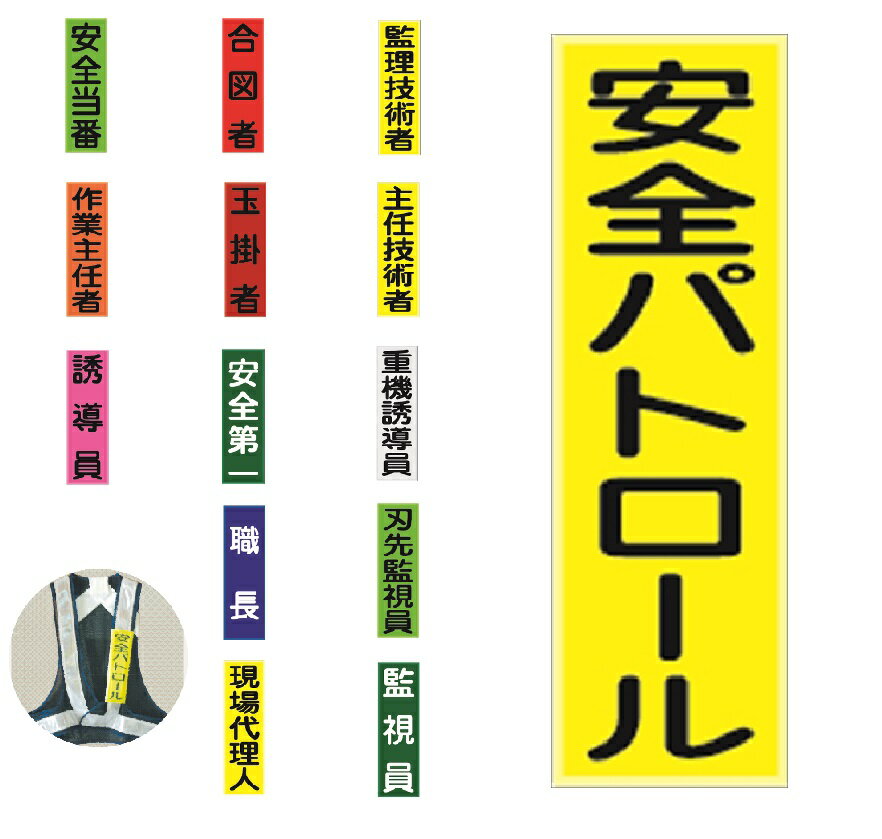 【ワンダフルデー1日限定ポイント5倍】安全ベスト用 反射ゼッケン (胸) HCT 反射タイプ 胸部用 資格者表示ゼッケン 安全パトロール 安全当番 作業主任者 誘導員 合図者 玉掛者 安全第一 職長 現場代理人 監理技術者 主任技術者 重機誘導員 刃先監視員 監視員