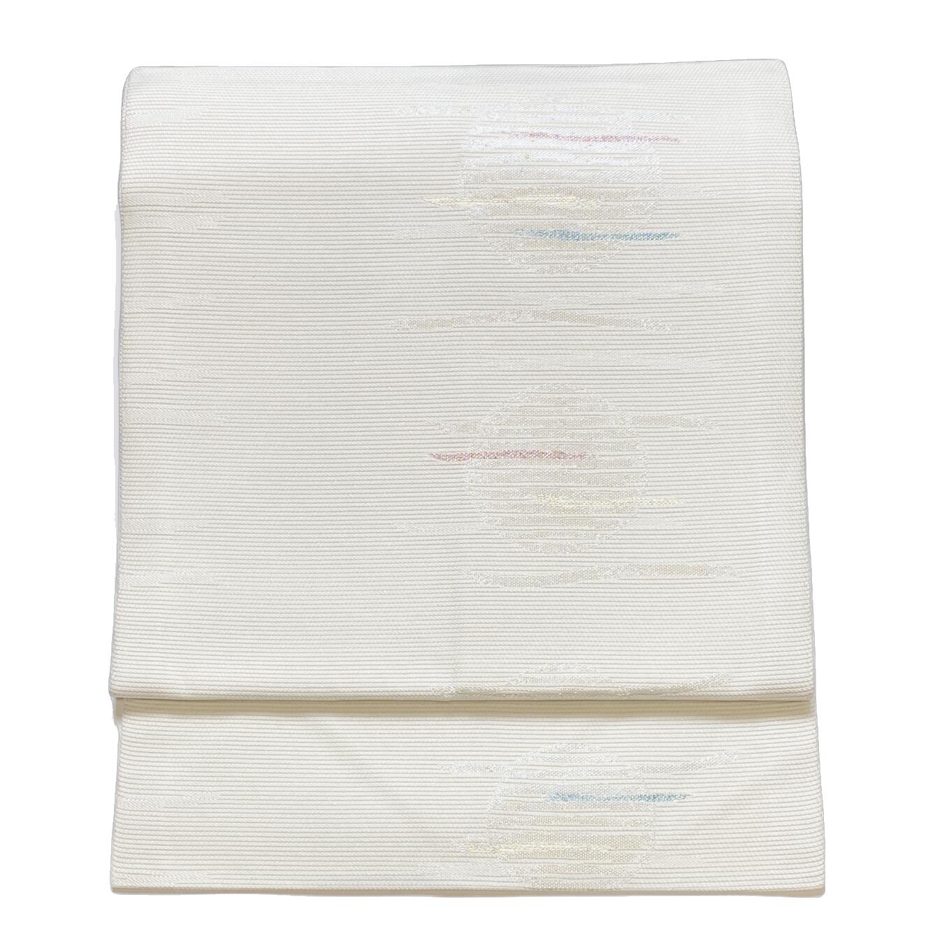 【京都イシハラ謹製】京都西陣夏9寸名古屋帯 No.2109 ごく薄い生成色（新品 お仕立て上がり 即納品）西陣織物工業組合証紙番号 2392 夏物・単衣に合わせる帯 六通柄 西陣織 正絹 小紋 色無地 江戸小紋 付下げ お召 お洒落帯 【キモノ仙臺屋このみきものと帯】