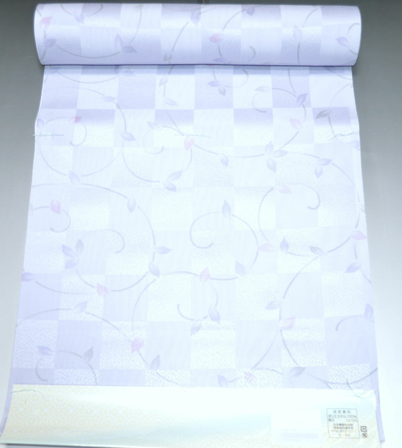 【 TORAYシルック 】綸子友禅長襦袢 ゆめかんざし 花柄 No.6152 薄紫色系統 ポリエステル100％ 日本製 39センチ×12メートル 未仕立て・襦袢反物 礼装用 お洒落用 長襦袢の反物 新品 【 反物販売 】訪問着 色無地 紬 小紋 お茶会 お稽古用【キモノ仙臺屋このみ長襦袢】