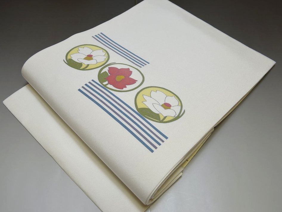 【送料無料】おしゃれ染名古屋帯 お仕立て上がり No.2213クリーム色名古屋帯 お仕立て上がり お洒落な..