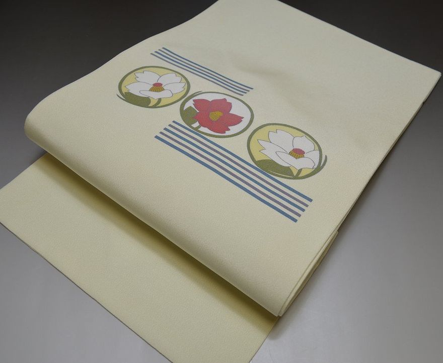【送料無料】おしゃれ染名古屋帯 お仕立て上がり No.2214象牙色名古屋帯 お仕立て上がり お洒落な大人..