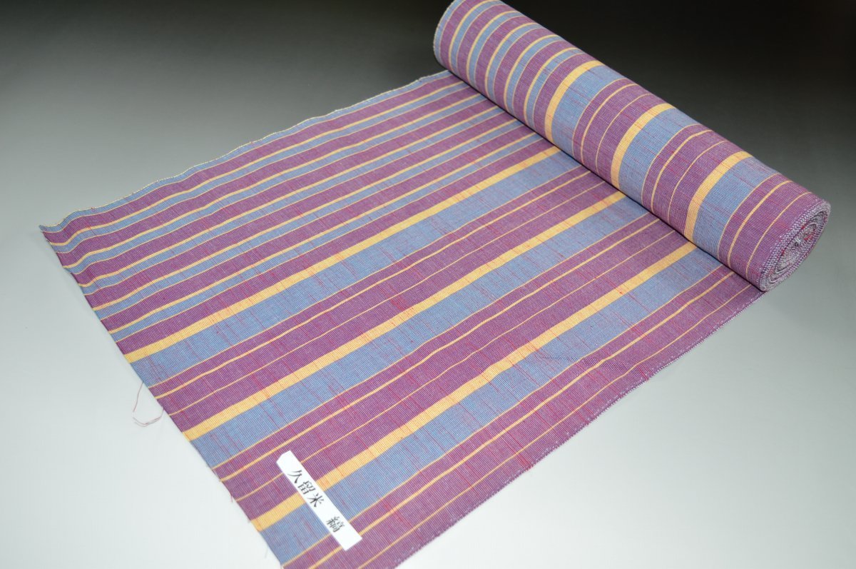 久留米かすり着尺（綿素材・縞柄）−No.10071多くの方に長年愛される木綿（縞柄・綿素材・未仕立て）（巾38センチ長さ12.3メートル以上）【送料無料・日本製品】【仙臺屋このみきものと帯】