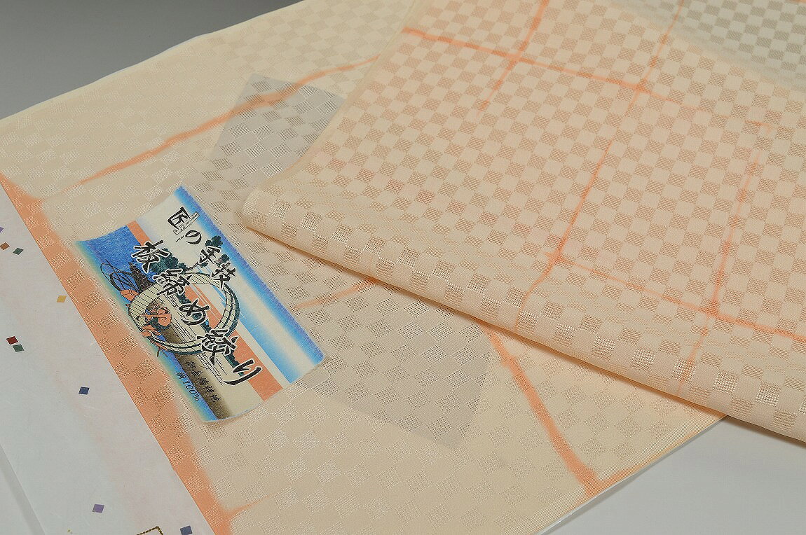 【匠の手絞り】板締め絞り 創作じゅばん 色襦袢-No.4555変わり市松生地 三季用 袷・単衣向き襦袢 おしゃれ着襦袢に◎羽裏に◎長さ13.5メートル・巾37.5センチ）普段着にオススメ つむぎ 紬 小紋 おしゃれ着襦袢に◎ 羽裏に◎ 【キモノ仙臺屋このみ色襦袢】 sendaiya-10048602 キモノ 仙臺屋 本店 サンプル画像3