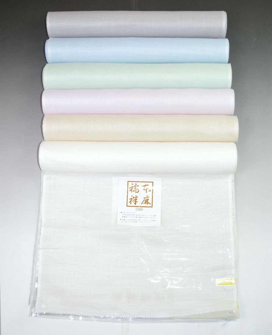淡色タイプ滋賀麻工業「麻」夏襦袢無地（6色展開）No.801〜 No.806 経糸80番手×緯...