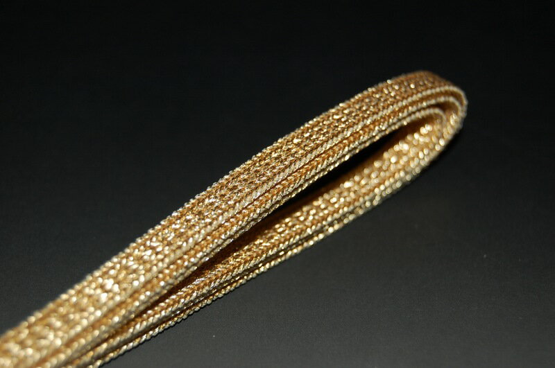 【送料無料】二分組みひも・No.023−金色（正絹素材・巾0.6cm長さ約105cm）アンティーク帯留め等にオススメ正絹素材 名古屋帯 浴衣 ゆかた お出掛け 正絹 並尺 柄物 帯留め用 ゆかた 浴衣 普段着 つむぎ 小紋 名古屋帯 木綿 日本製品 【キモノ仙臺屋の和装小物特集】