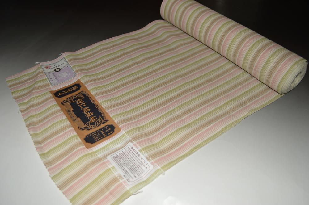 紅梅織・片貝木綿綿麻紺仁・格子柄 −No.6937 （幅39センチ長さ12.3メートル以上）（麻25・綿75・着尺・未仕立て）【送料無料・日本製品】