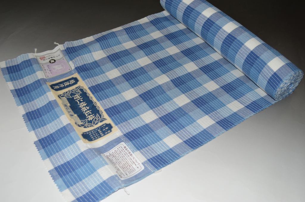 【新潟 片貝 紺仁】紅梅織・片貝木綿綿麻−No.8052（幅39センチ長さ12.3メートル以上）（麻25・綿75・着尺・未仕立て）【送料無料・日本製品】