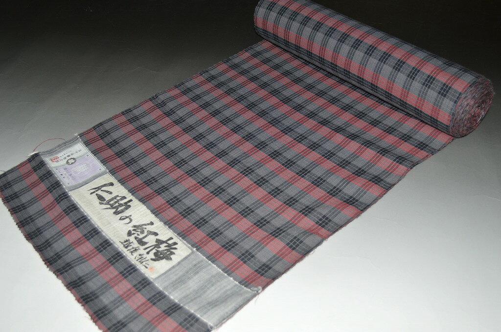 【吉新織物謹製】小千谷紅梅綿麻着尺紅梅・綿麻・着尺・ゆかた －No.9323(幅39.5センチ長さ12.3メートル以上）（綿75％麻25％・着尺・未仕立て）【送料無料・日本製品】【小千谷 着物】【小千谷】【夏きもの】