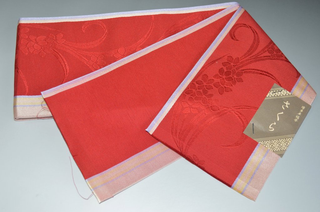 【送料無料】博多小袋帯（絹100%）半幅帯-No.6002普段きものに◎の半幅帯本場 筑前博多 小袋帯 長さ：約360cm巾：約15cm 素材：絹100％半巾帯 四寸帯 細帯 半幅帯 正絹半幅 博多織 本筑帯 博多半巾帯 博多半幅帯【キモノ仙臺屋の和装小物特集】