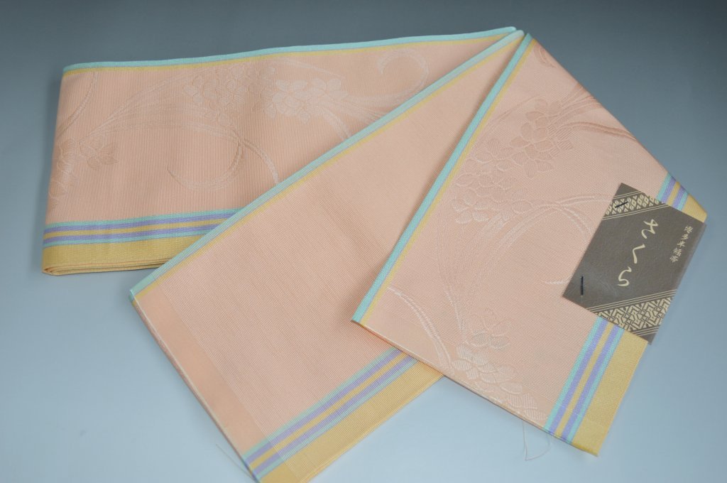 【送料無料】博多小袋帯（絹100%）半幅帯-No.6034普段きものに◎の半幅帯本場 筑前博多 小袋帯 長さ：約360cm巾：約15cm 素材：絹100％半巾帯 四寸帯 細帯 半幅帯 正絹半幅 博多織 本筑帯 博多半巾帯 博多半幅帯【キモノ仙臺屋の和装小物特集】