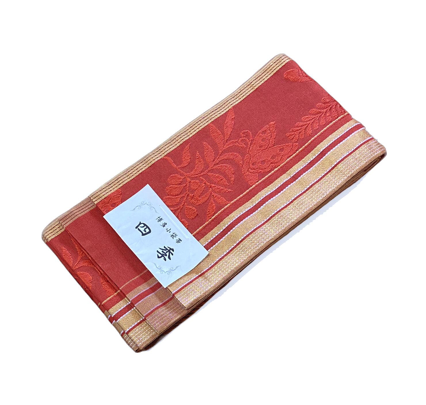 博多小袋帯（博多半巾帯）No.7364 普段きものに◎の半幅帯本場 筑前博多 小袋帯 長さ：360cm巾：15cm 素材：絹75％ポリエステル25％ 半巾帯 四寸帯 細帯 半幅帯 正絹半幅 博多織 本筑帯 博多半巾帯 博多半幅帯【キモノ仙臺屋の和装小物特集】