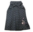 女性袴 卒業式 小学生 女の子 卒業式 ジュニア 行灯袴(黒色)日本製 No.1006 KANSAI 市松地模様 ワンポイント刺しゅう入り紐下87センチ 袴 生...