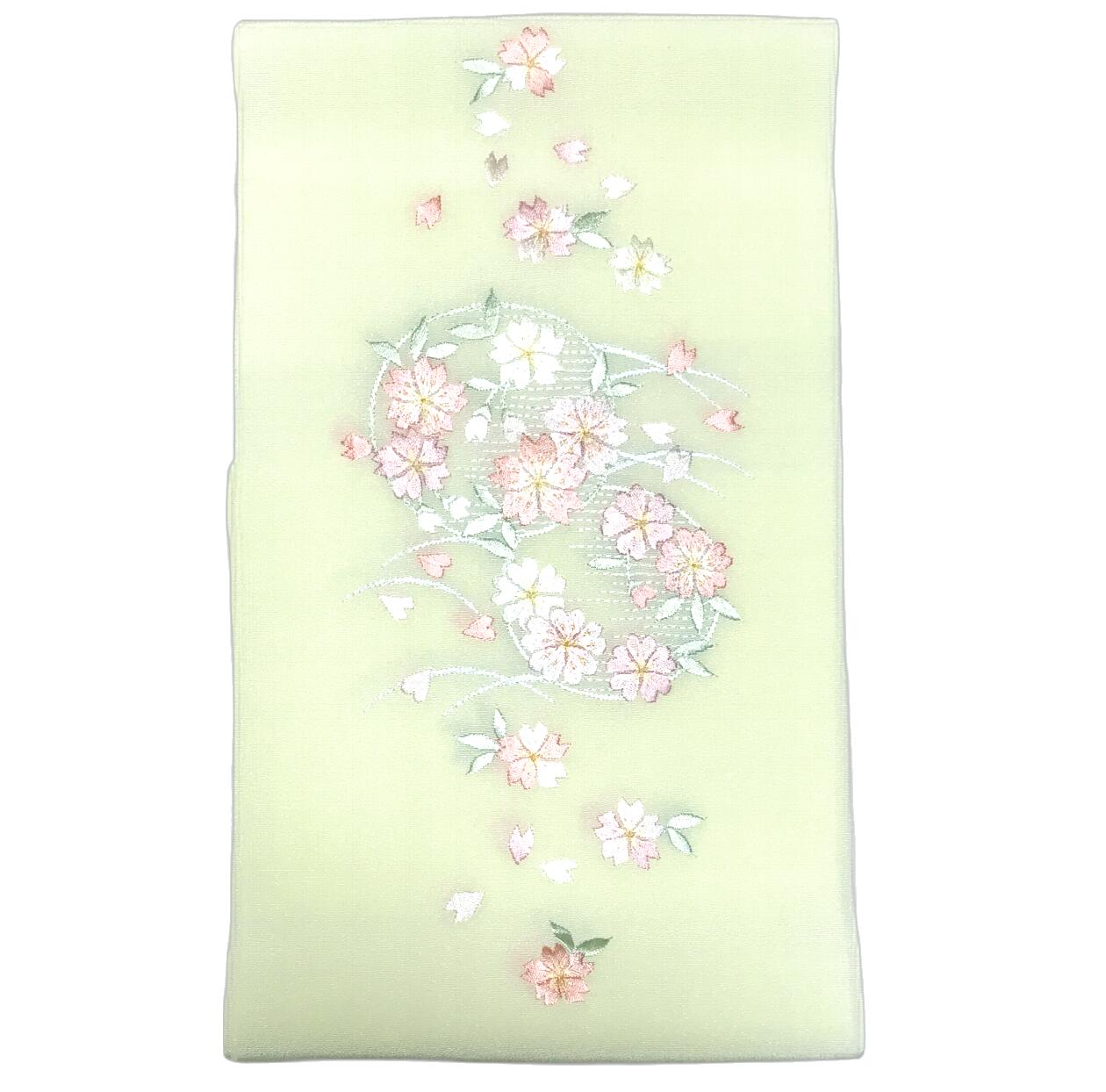 キモノ 仙臺屋 2号店のさくら柄刺繍半襟 絹交織 No.3081 黄色 日本製 色刺繍半襟 アセテート55％ 絹5％ レーヨン40％ PPパッケージ 生地しっかり はんえり 半襟 半衿 入学式 卒業式 振り袖 振袖 結婚式 お茶会カジュアル系統におすすめの品物です 練習用にも 【キモノ仙臺屋の和装小物特集】｜アングル2