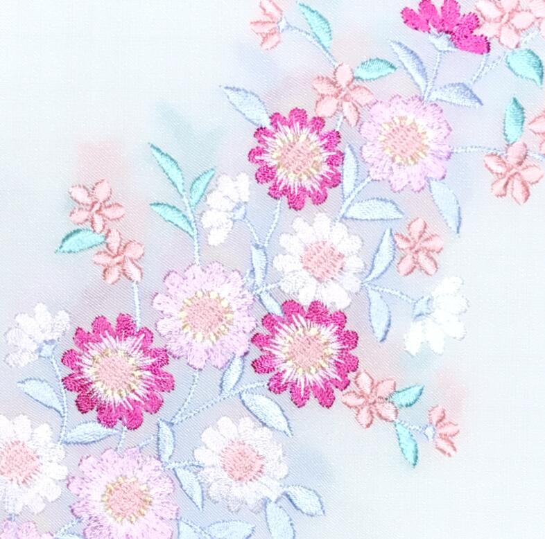 キモノ 仙臺屋 2号店の花柄刺繍半襟 絹交織 No.3108 白色 日本製 色刺繍半襟 アセテート55％ 絹5％ レーヨン40％ PPパッケージ 生地しっかり はんえり 半襟 半衿 入学式 卒業式 振り袖 振袖 結婚式 お茶会カジュアル系統におすすめの品物です 練習用に 【キモノ仙臺屋の和装小物特集】｜アングル3