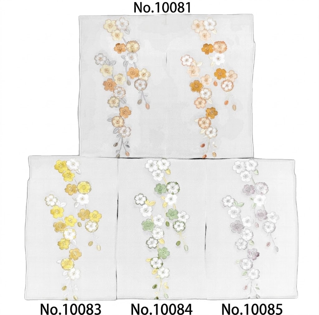 　　No.10081 No.10082 No.10083 No.10084 No.10085 ポリエステル 100％ 刺繍　：レーヨン糸 生地：日本 刺繍：日本（丹後） 商品説明 晴れの日の装いを、ワンランク上の美しさへ。 正絹ならではの上品な艶とやわらかな風合いが、 衿元にさりげない高級感を添えます。 振袖・訪問着・付下げなど幅広いお着物に合わせやすく、 重ねるだけで華やかさがぐっとアップ。 お色替え感覚で印象チェンジも楽しめます。 今だけのお買い得価格でご提供中。 品質にこだわりたい方、初めての重ね衿にもおすすめの一品です。 素材 ポリエステル 100％ 刺繍　レーヨン糸 生地： 日本 刺繍：日本（丹後） 着用可能きもの 振袖・訪問着・付下げ 踊り衣装・舞台衣装 関連商品 振り袖礼装向き和装小物コーナー 備考 大シミ、欠陥があった場合 一週間以内のお品の場合のみ返品対応させていただきます。 ※一週間を過ぎた場合は対応できかねます。 ディスプレイ、撮影時のカメラの関係上 画像と実物の色が多少異なる可能性がございます。 ご購入後のお色が異なる等のキャンセルは お断りしておりますので気になる方は ご購入前に必ずご質問ください。