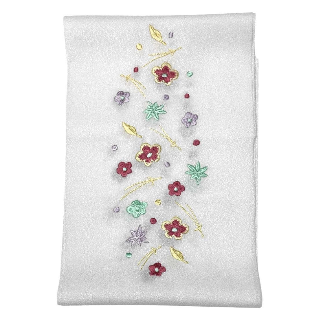 お買い得 刺繍半襟 白地に色物 刺繍糸ポリエステル No.10149 振袖 訪問着 結婚式 晴れ着 舞台 成人式 卒業式 和装小物 半衿 はんえり 華やか 上品 刺繍半衿 白着物 洗える 袴 フォーマル 女性 レディース お買い得 和装 半襟