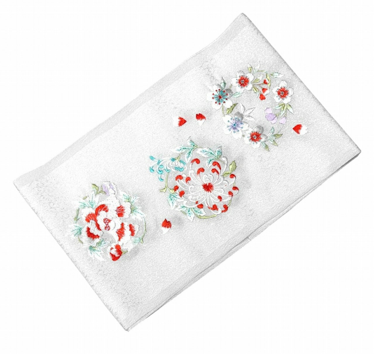 キモノ 仙臺屋 2号店の【安政二年創業 岡重】刺繍半衿 刺繍半襟 洗えるポリエステル 地色 白色 No.10237〜No.10239 レーヨン刺繍 日本製 老舗 ブランド 岡重謹製 着物 和装小物 振袖 成人式 訪問着 付下げ 卒業式 結婚式 晴れ着 舞台衣装 豪華 華やか エレガント【キモノ仙臺屋の和装小物特集】｜アングル3